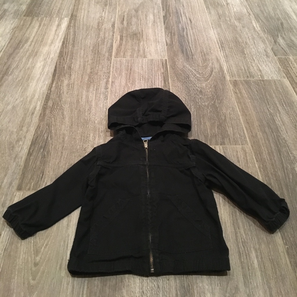 Janie and Jack lightweight black hooded jacket